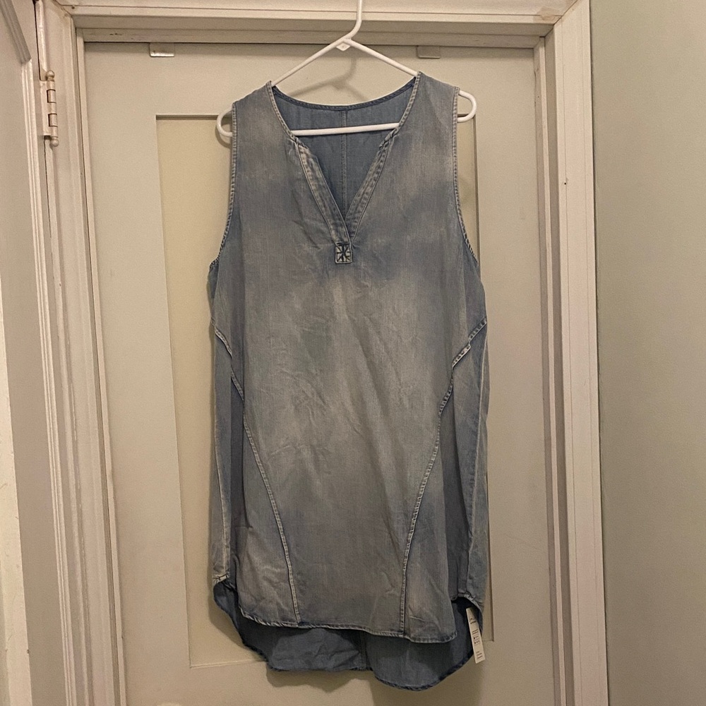 Cupshe Light Blue Denim Sleeveless Beach Dress